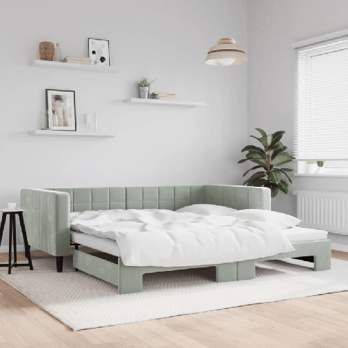 VidaXL Divano Letto con Letto Estraibile Grigio Chiaro 100x200 Velluto