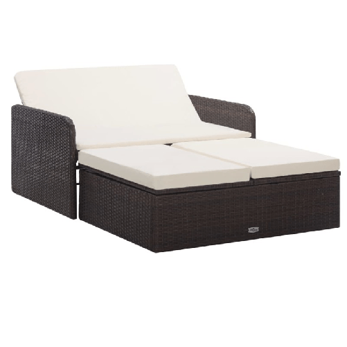 VidaXL Set Divani da Giardino 2 pz con Cuscini in Polyrattan Marrone