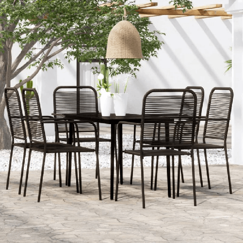 VidaXL Set Mobili da Pranzo per Giardino 7 pz Nero