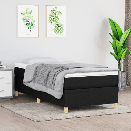 VidaXL Giroletto a Molle con Materasso Nero 100x200 cm in Tessuto