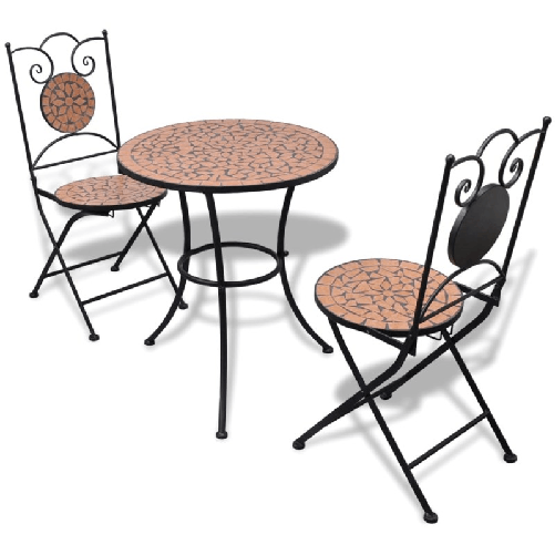 VidaXL Set da Bistrot 3 pz in Piastrelle di Ceramica Terracotta