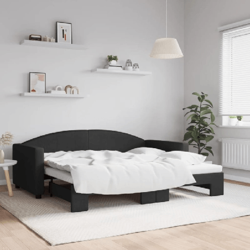 VidaXL Divano Letto con Letto Estraibile Nero 90x190 cm in Tessuto