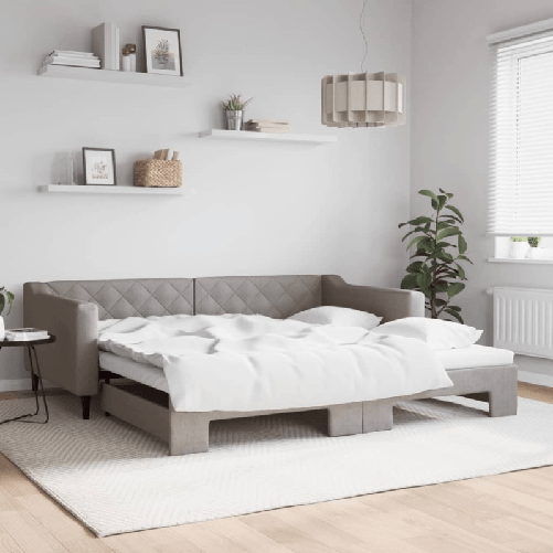 VidaXL Divano Letto con Letto Estraibile Tortora 100x200 cm in Tessuto
