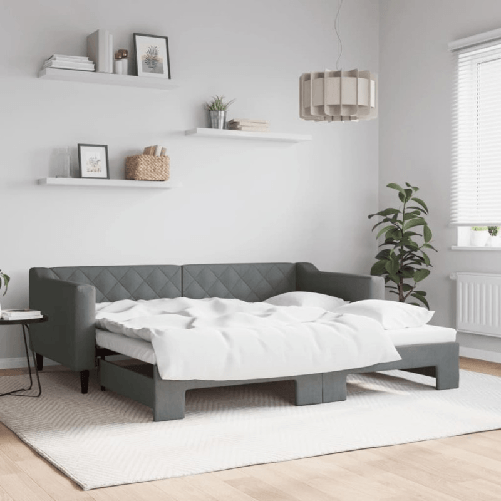 VidaXL Divano Letto con Letto Estraibile Grigio Scuro 90x190cm Tessuto
