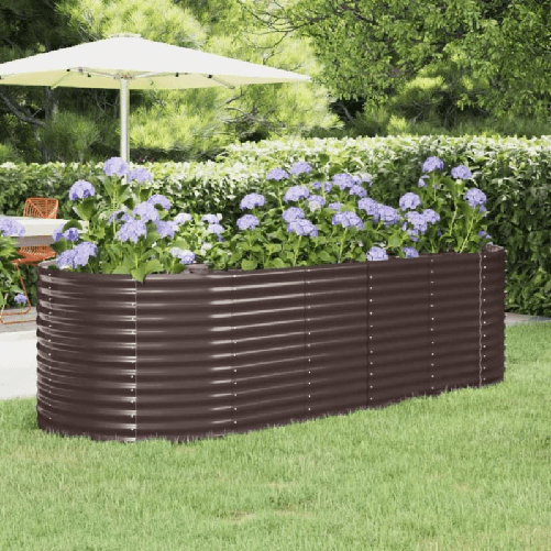 VidaXL Letto Giardino Acciaio Verniciato Polvere 249x100x68 cm Marrone