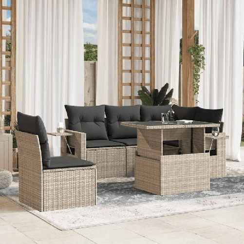 VidaXL Set Divano da Giardino 6pz con Cuscini Grigio Chiaro Polyrattan