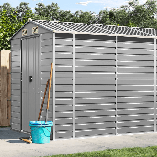 VidaXL Capanno da Giardino Grigio Chiaro 191x895x198cm Acciaio Zincato