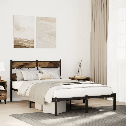 VidaXL Giroletto senza Materaso in Metallo Rovere Fumo 120x200 cm