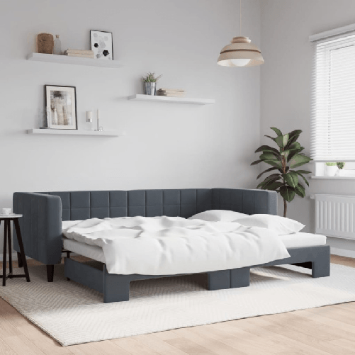 VidaXL Divano Letto con Letto Estraibile Grigio Scuro 90x200cm Velluto