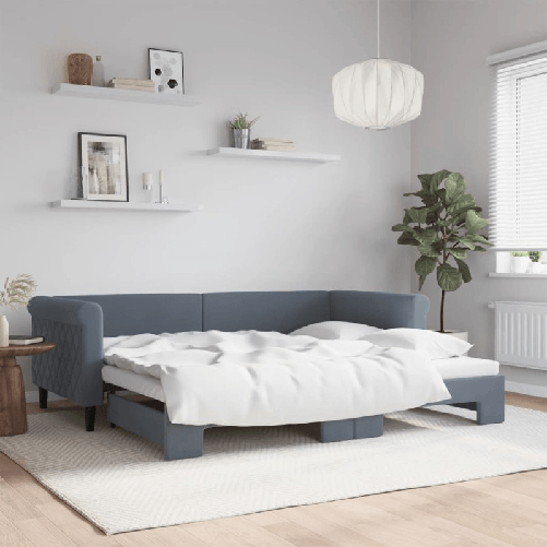 VidaXL Divano Letto con Letto Estraibile Grigio Scuro 90x200cm Velluto