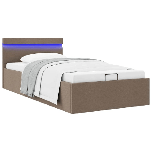 VidaXL Giroletto Idraulico Contenitore e LED Tortora Tessuto 90x200 cm