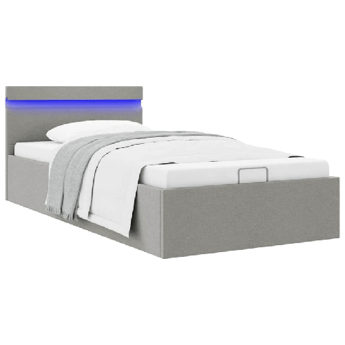 VidaXL Giroletto con Contenitore e LED Grigio Chiaro Tessuto 90x200 cm