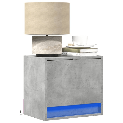 VidaXL Comodini a Parete con Luci LED 2 pz Grigio Cemento