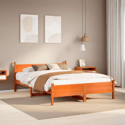 VidaXL Letto senza Materasso Marrone Cera 140x190 cm in Legno di Pino