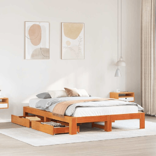 VidaXL Letto senza Materasso Marrone Cera 160x200 cm in Legno di Pino
