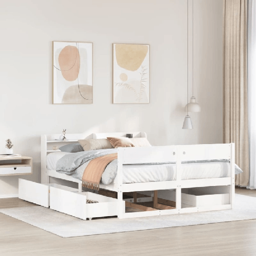 VidaXL Letto senza Materasso Bianco 140x200 cm Legno Massello di Pino