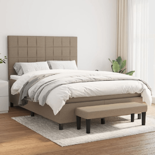 VidaXL Giroletto a Molle con Materasso Tortora 140x190 cm in Tessuto