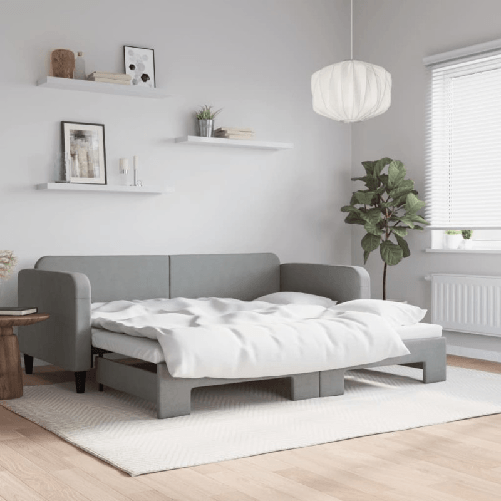 VidaXL Divano Letto con Letto Estraibile Grigio Chiaro 90x190 Tessuto