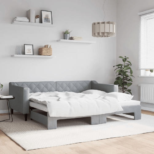VidaXL Divano Letto con Letto Estraibile Grigio Chiaro 90x190 Tessuto