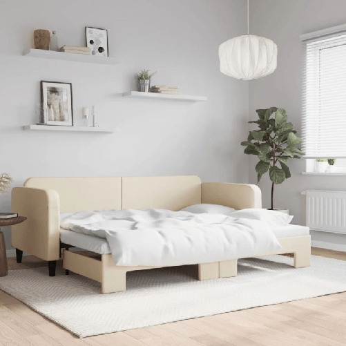 VidaXL Divano Letto con Letto Estraibile Crema 80x200 cm Tessuto