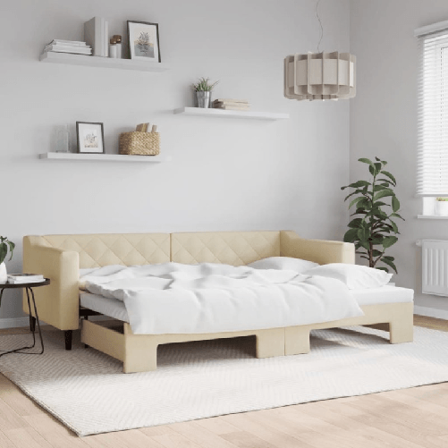VidaXL Divano Letto con Letto Estraibile Crema 80x200 cm Tessuto