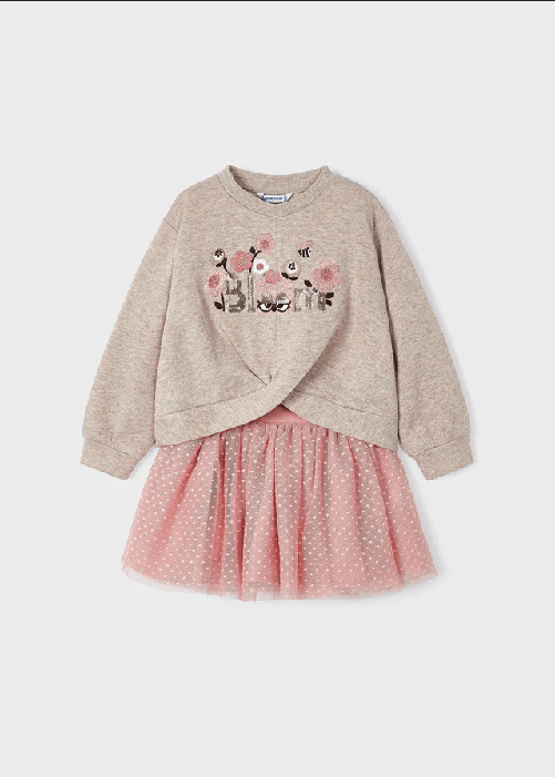 COMPLETO GONNA MAGLIA NEONATA MAYORAL 4936 ROSA COTONE ORIGINALE AI 2024 9 anni Rosa