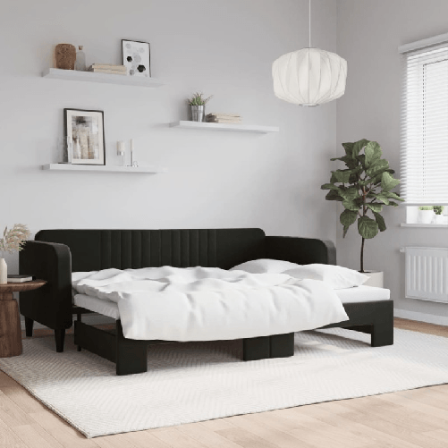 VidaXL Divano Letto con Letto Estraibile Nero 80x200 cm in Velluto