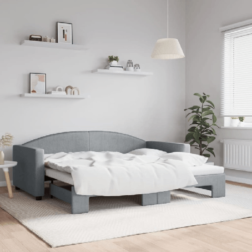VidaXL Divano Letto con Letto Estraibile Grigio Chiaro 90x190 Tessuto