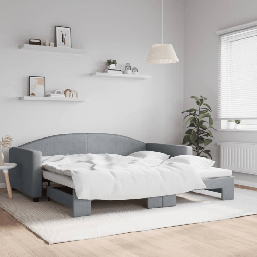 VidaXL Divano Letto con Letto Estraibile Grigio Chiaro 100x200 Tessuto