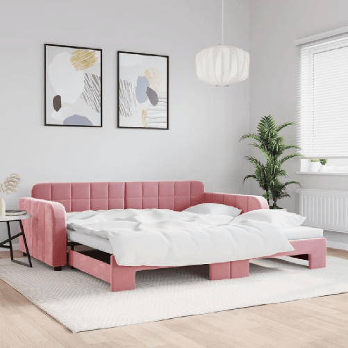 VidaXL Divano Letto con Letto Estraibile Rosa 100x200 cm in Velluto