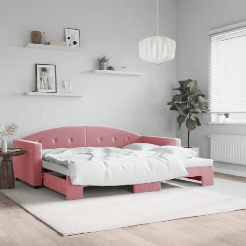 VidaXL Divano Letto con Letto Estraibile Rosa 90x200 cm in Velluto