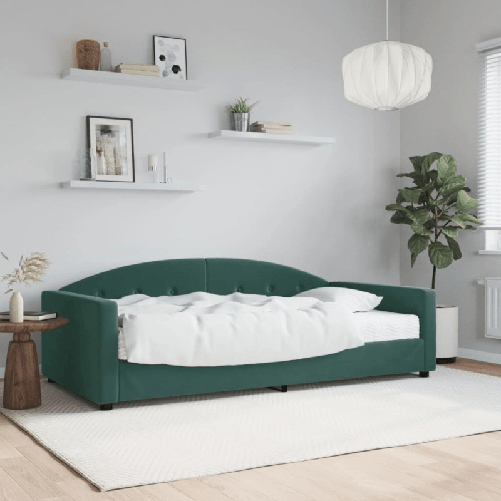 VidaXL Divano Letto con Materasso Verde Scuro 100x200 cm in Velluto