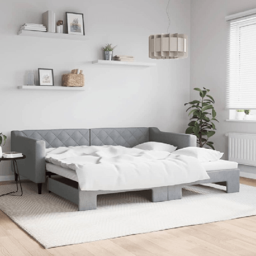 VidaXL Divano Letto con Letto Estraibile Grigio Chiaro 100x200 Tessuto