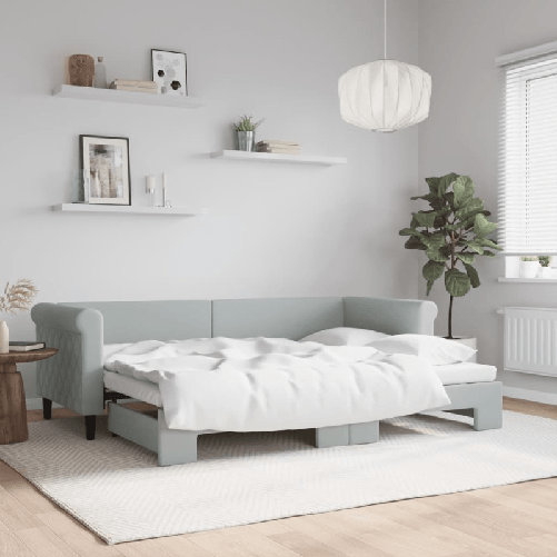 VidaXL Divano Letto con Letto Estraibile Grigio Chiaro 80x200 Velluto