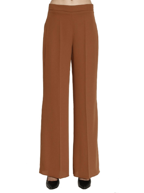 HANITA PANTALONE PANTALONI PALAZZO DONNA HANITA HP593TIL1407 3736 CUOIO ORIGINALE PE Colore Marrone,Taglia IT 42