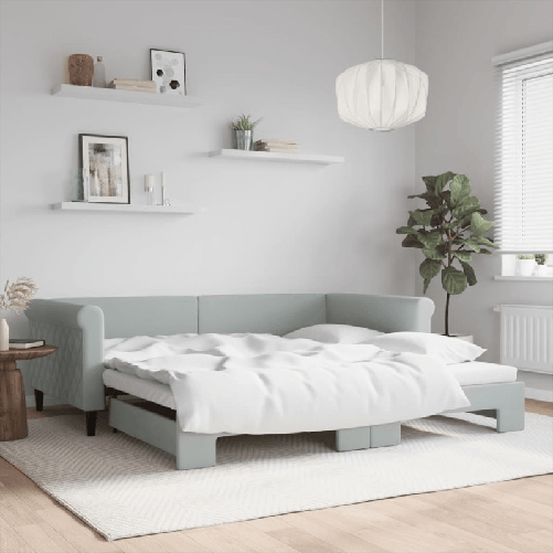 VidaXL Divano Letto con Letto Estraibile Grigio Chiaro 100x200 Velluto