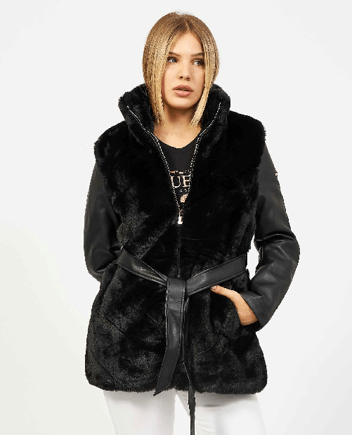 YES ZEE CAPPOTTO ECO PELLICCIA GIUBBOTTO DONNA YES ZEE G024 KD00 0801 NERO ORIGINAL 2024 Colore Nero,Taglia XXL