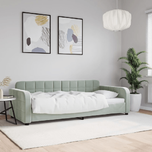 VidaXL Letto da Giorno Grigio Chiaro 90x190 cm in Velluto