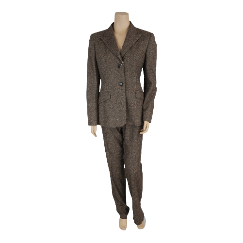 MARELLA TAILLEUR ABITO GIACCA PANTALONE DONNA MARELLA FELICE 30961616 LANA ORIGINALE Colore Marrone,Taglia IT 46