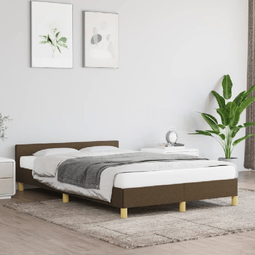 VidaXL Giroletto con Testiera Marrone Scuro 120x200 cm in Tessuto