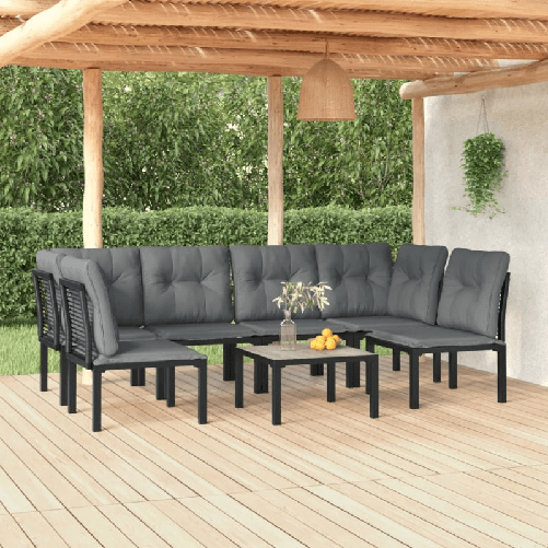 VidaXL Set Salotto da Giardino 7 pz Nero e Grigio in Polyrattan