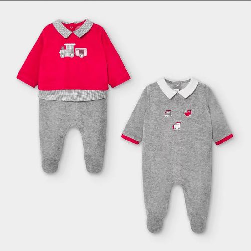 MAYORAL COMPLETO SET 2 TUTINE TUTA PIGIAMA NEONATO MAYORAL 2774 ROSSO ORIGINALE AI Colore Rosso,Taglia 2 / 4 mesi