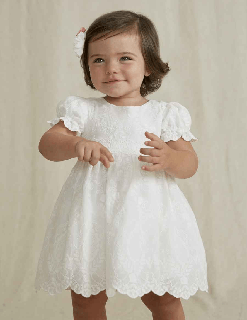 ABEL & LULA by MAYORAL ABITO VESTITO CERIMONIA NEONATA ABEL E LULA 5002 05002 COTONE 1 ORIGINAL PE 2022 Colore Bianco,Taglia 18 mesi