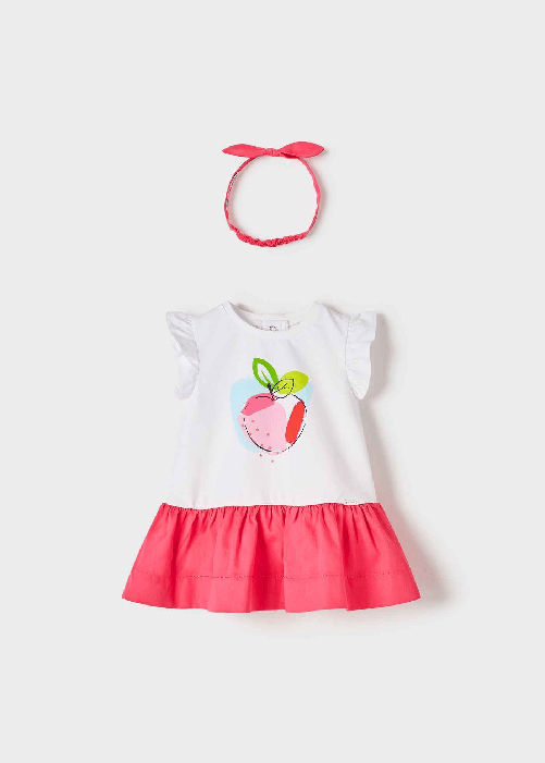 MAYORAL ABITO VESTITO FASCIA NEONATA MAYORAL 1912 01912 COTONE 47 FUCSIA ORIGINAL PE2022 Colore Rosa,Taglia 9 mesi