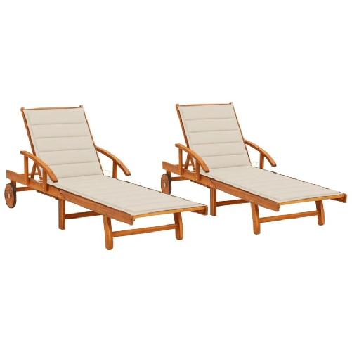 VidaXL Sdraio 2 pz con Cuscini in Legno Massello di Acacia