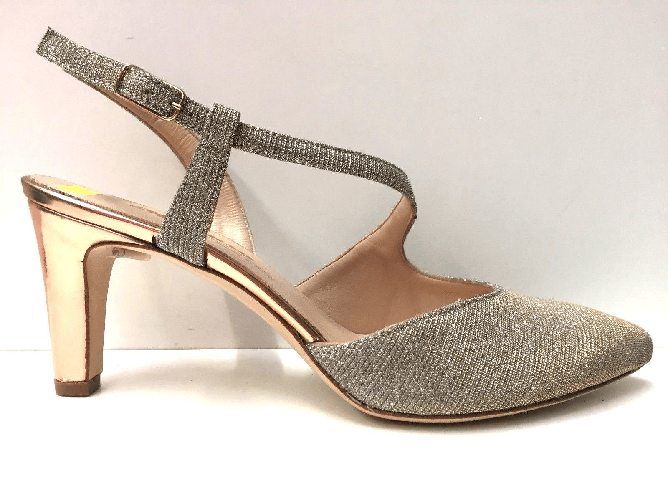 MELLUSO SCARPE DECOLTE' CERIMONIA DONNA MELLUSO ORIGINALE M715 PELLE CUOIO TACCO NEW Colore Oro,Taglia 37