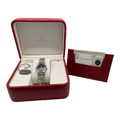 OMEGA OROLOGIO TEMPO QUARZO VINTAGE DONNA OMEGA 26 ACCIAIO BLU ORIGINALE Colore Blu,Taglia Unica