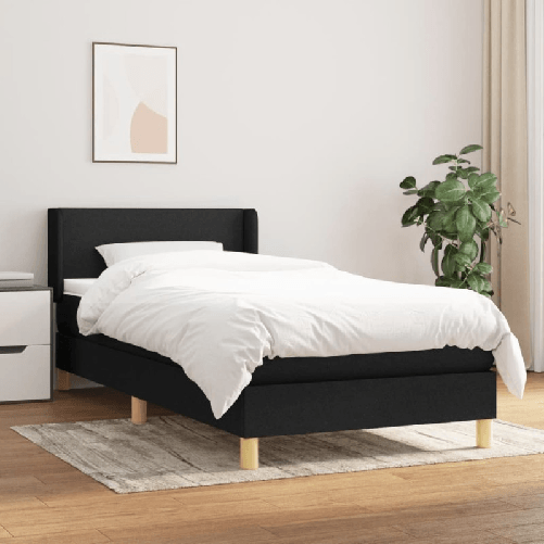 VidaXL Giroletto a Molle con Materasso Nero 90x200 cm in Tessuto