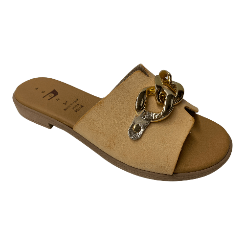 AGORA SCARPE CIABATTE SANDALO PELLE AGORA POS 41 ECO PELLE BEIGE ORIGINALE PE 2022 Colore Beige,Taglia 40