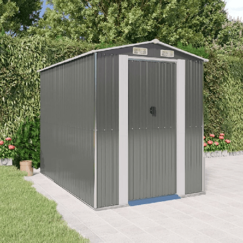 VidaXL Capanno da Giardino Grigio Chiaro 192x274x223cm Acciaio Zincato
